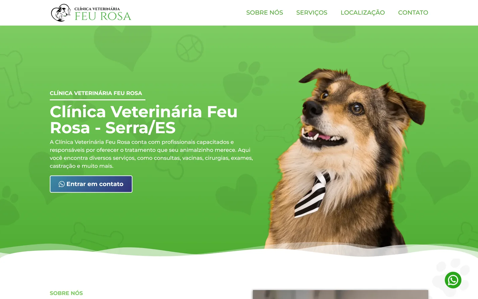 Página inicial do site Clínica Veterinária Feu Rosa