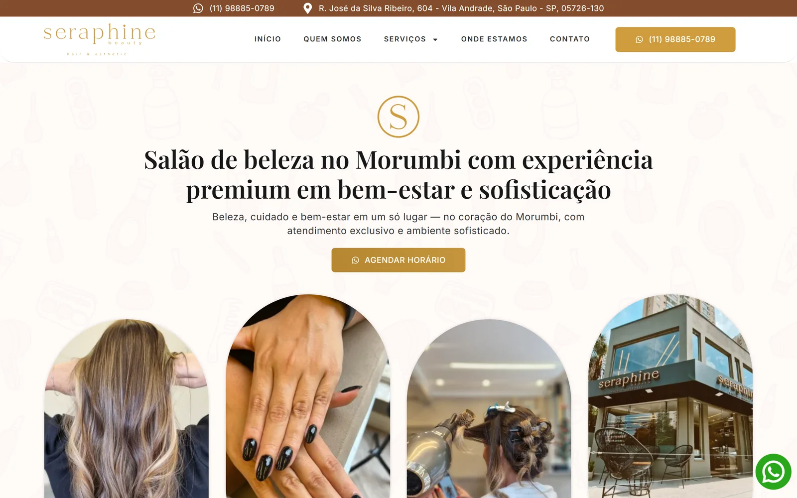 Página inicial do site Seraphine Beauty
